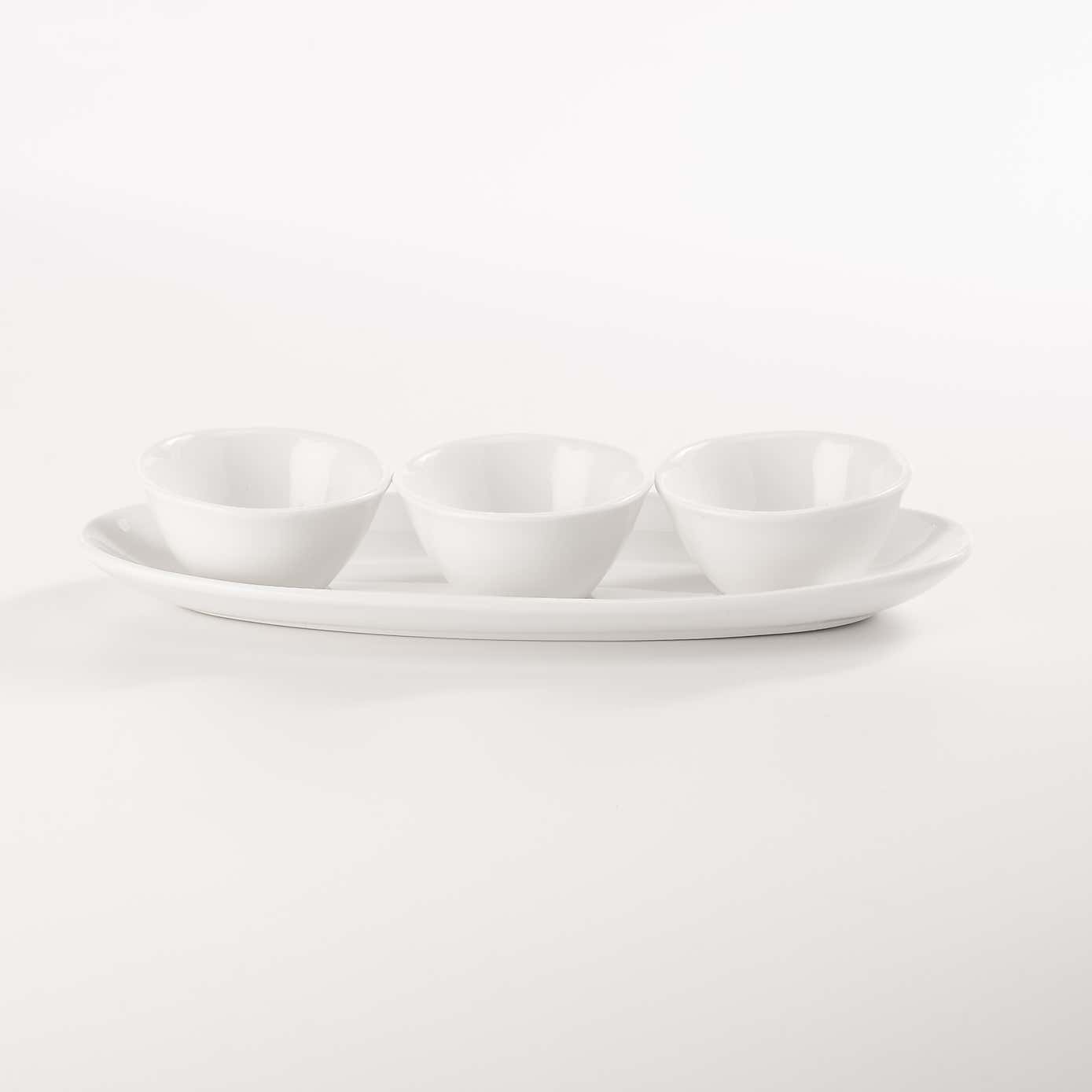Dover White Tray and Dip Bowls