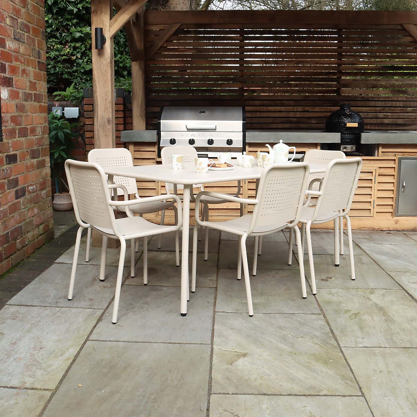 Porto 6 Seater Round Dining Set with Stacking Chairs