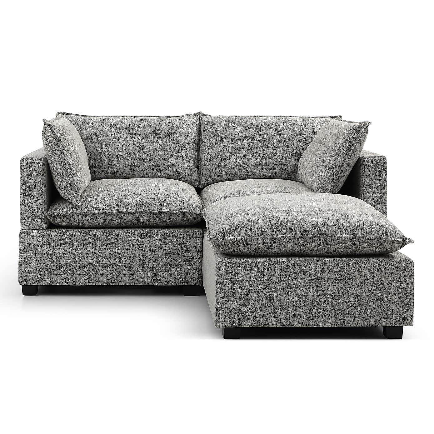 Moda 2 Seater Modular Sofa with Chaise, Light Grey Boucle