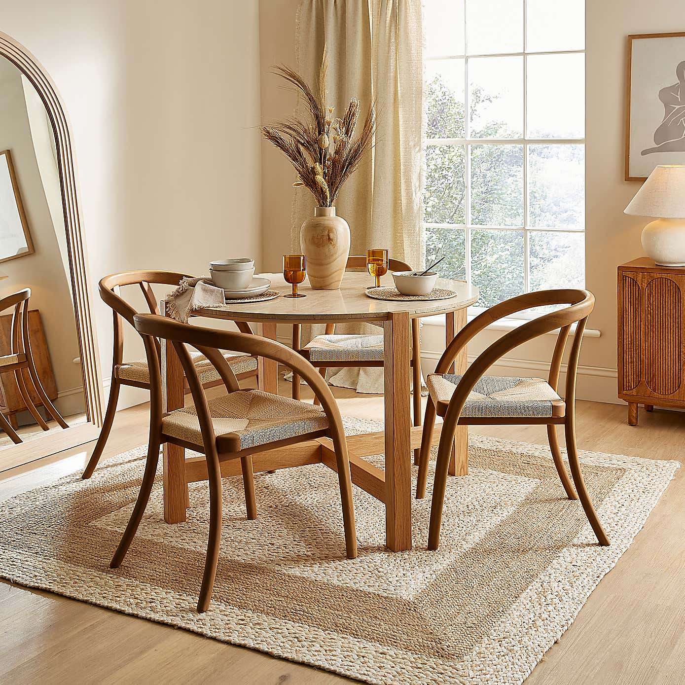 Halton 4 Seater Round Dining Table, Oak