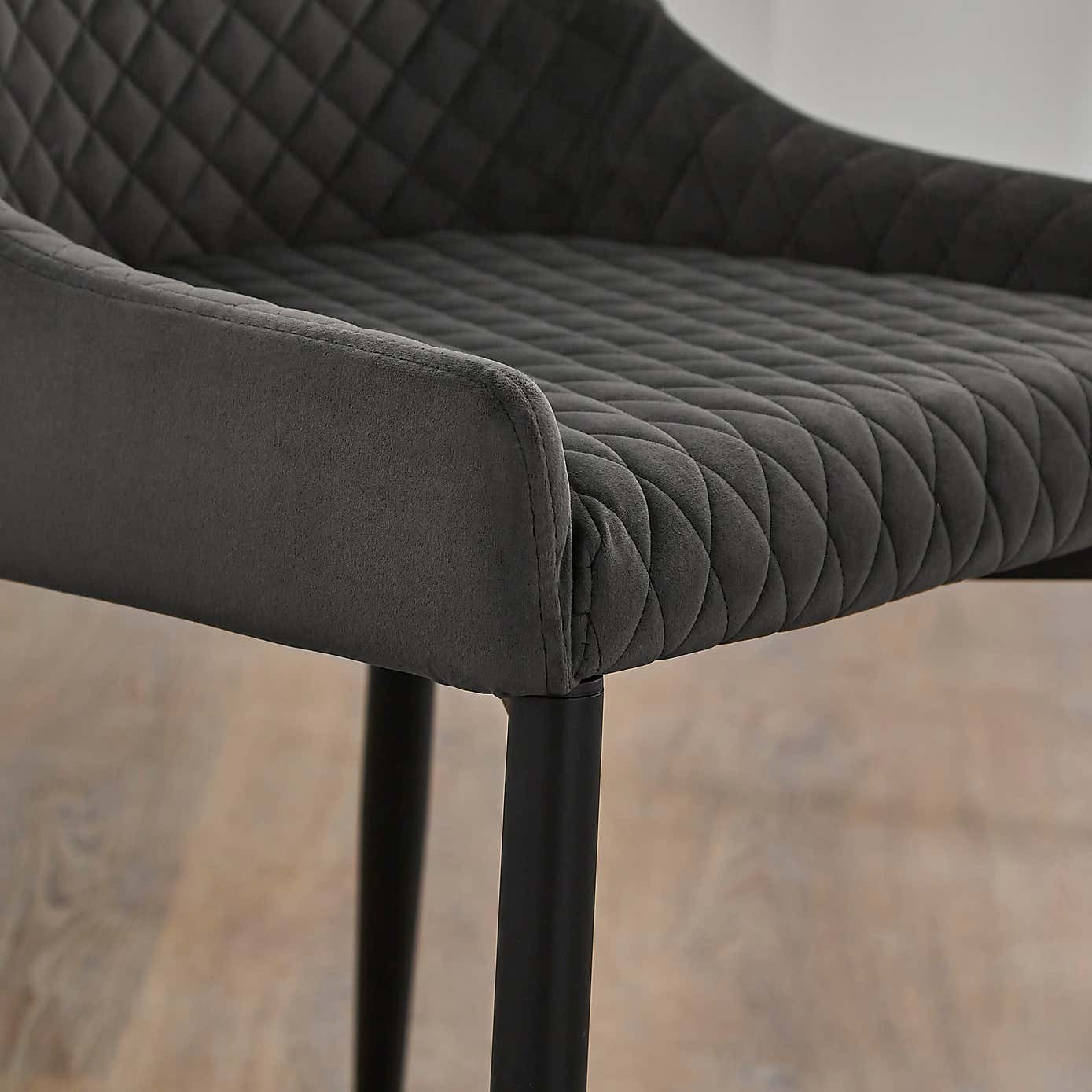 Montreal Set of 2 Dining Chairs Charcoal Velvet