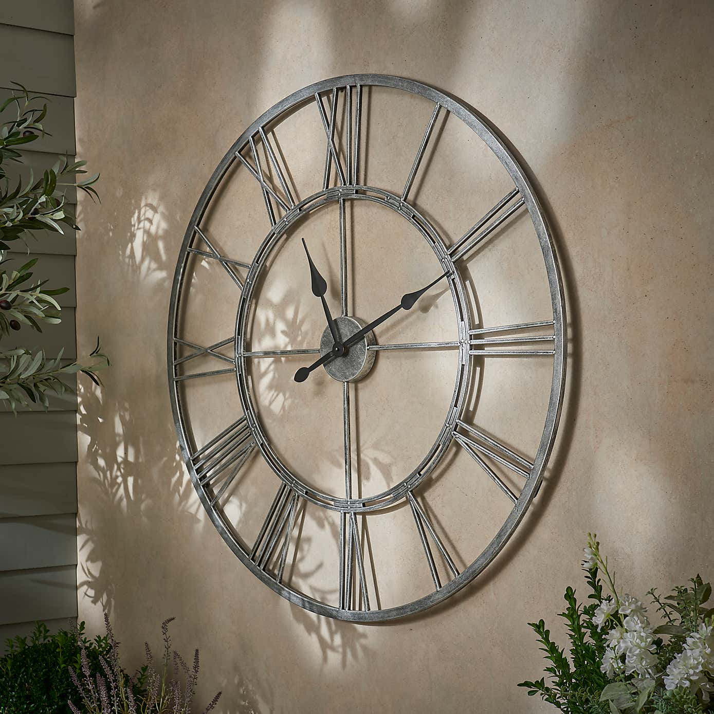 Indoor Outdoor Skeleton Clock 100cm Chrome