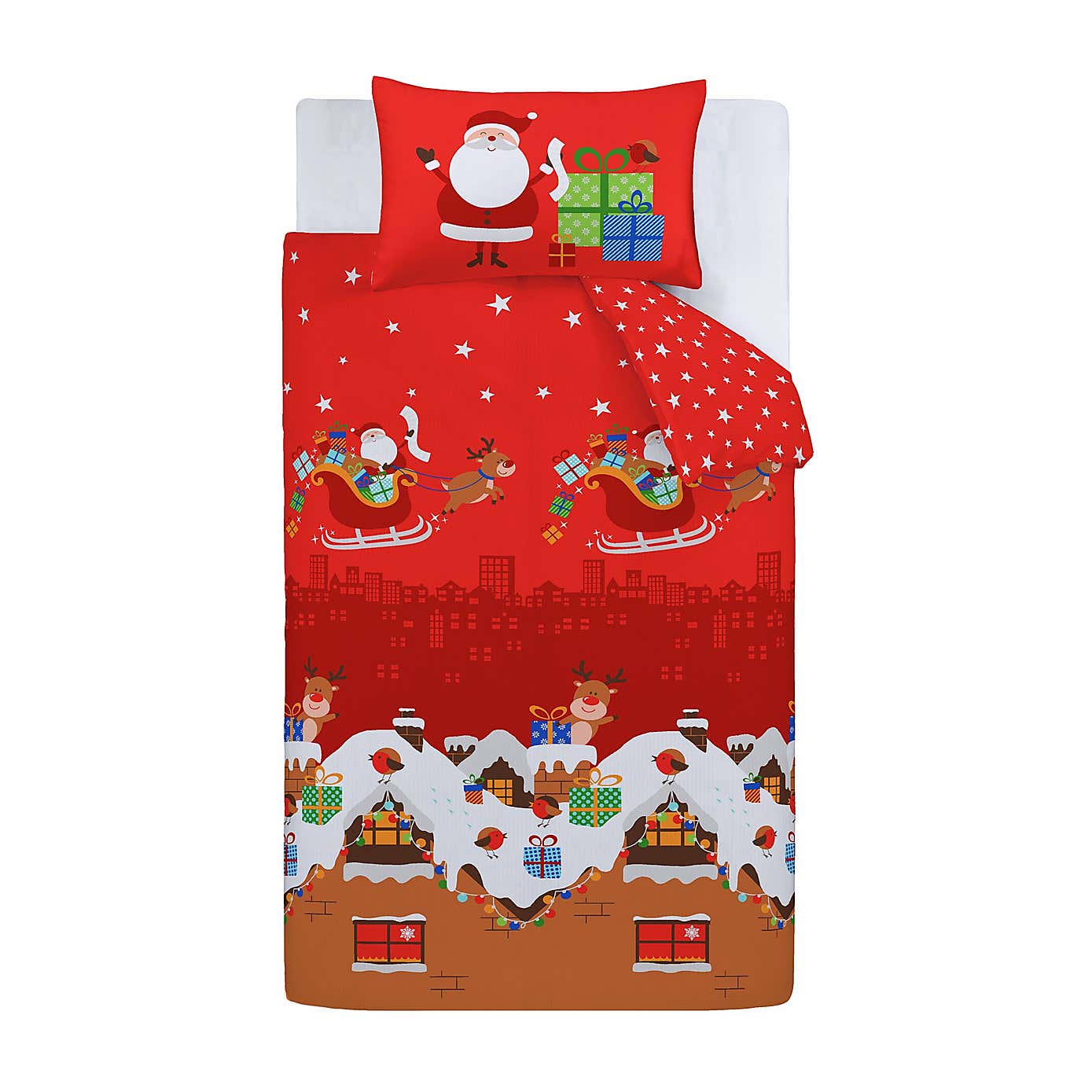 Catherine Lansfield Santas Christmas Presents Duvet Cover and Pillowcase Set