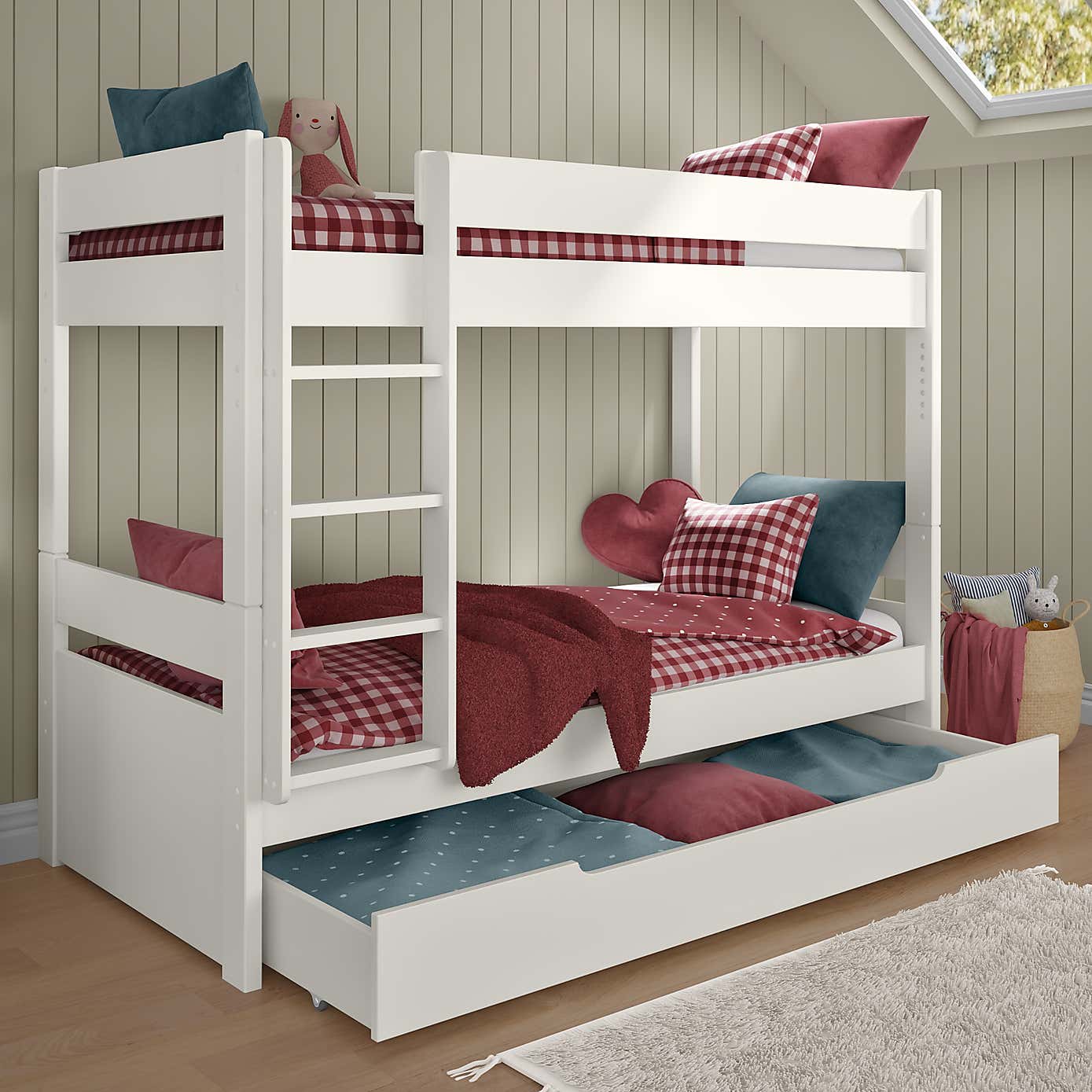 Stompa Uno Bunk Bed With Trundle Drawer, Pine