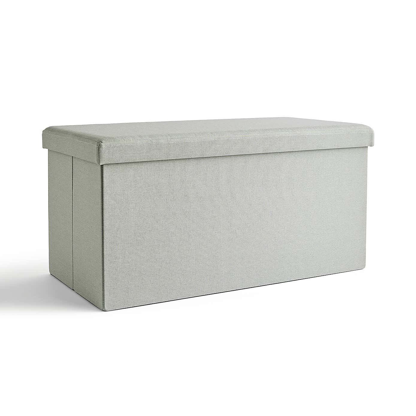 Faux Linen Rectangular Ottoman