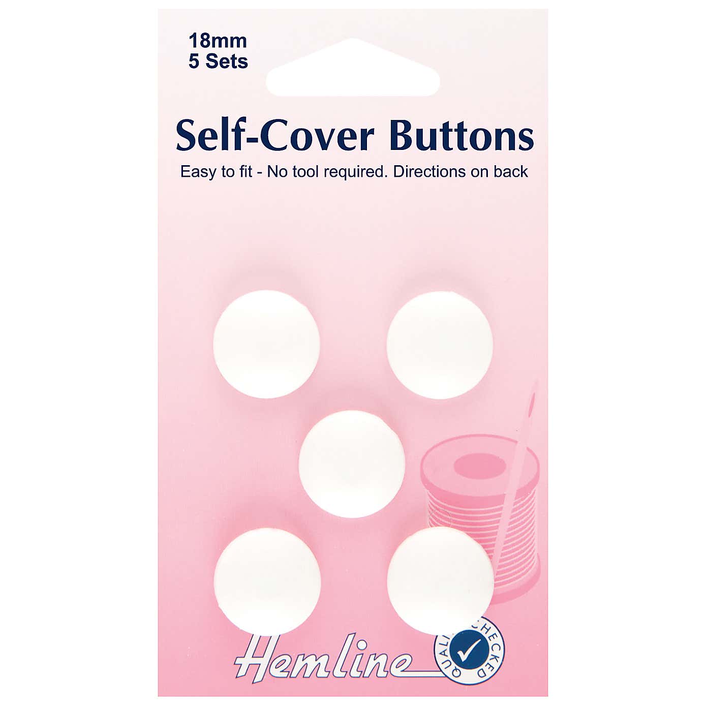 Hemline Self Cover White Buttons