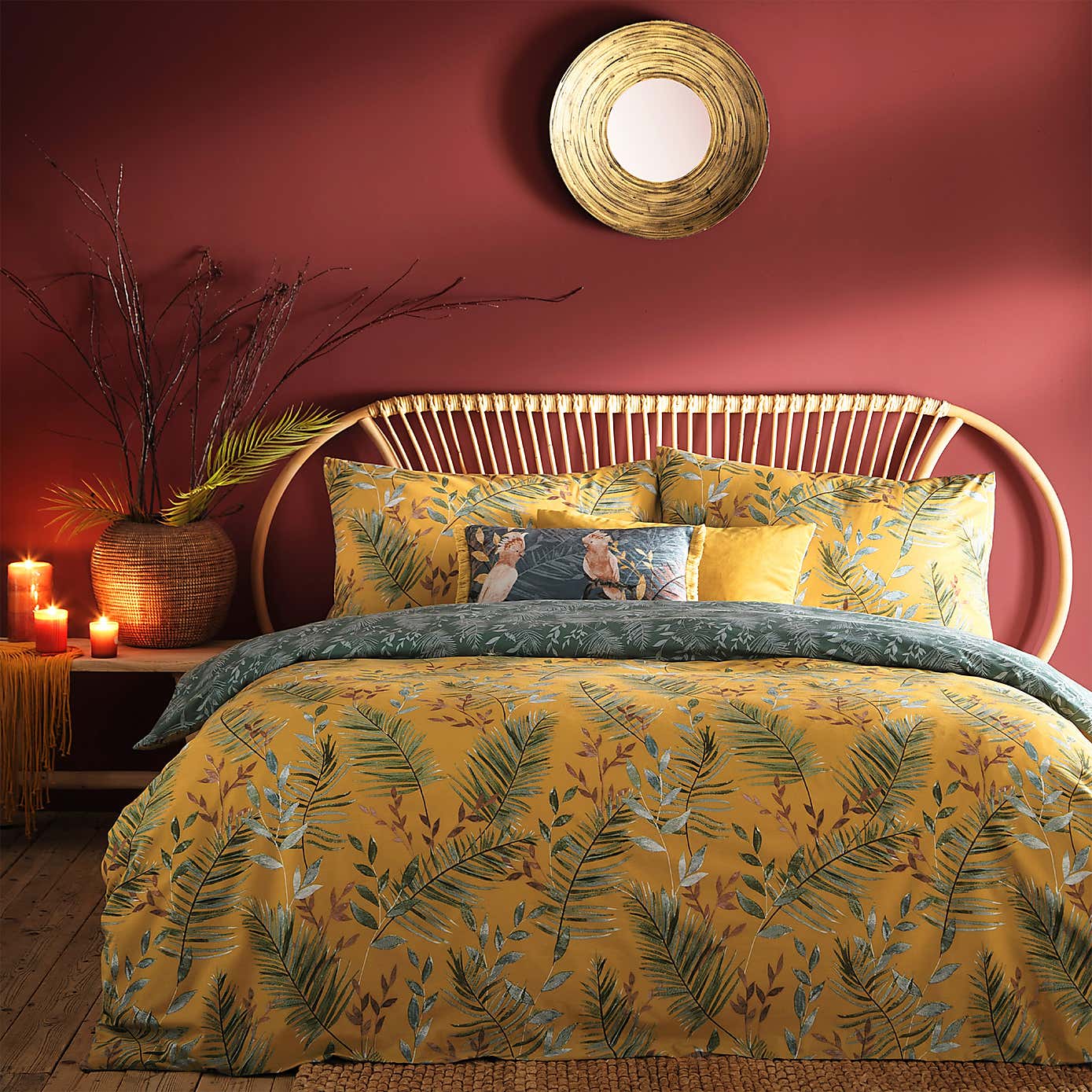 Riva Mazari Mustard Duvet Cover and Pillowcase Set