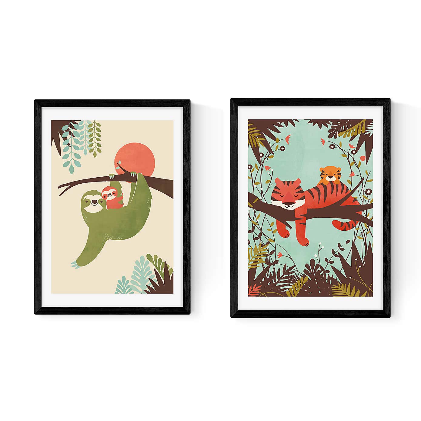 Set of 2 East End Prints Sloth & Tiger Prints
