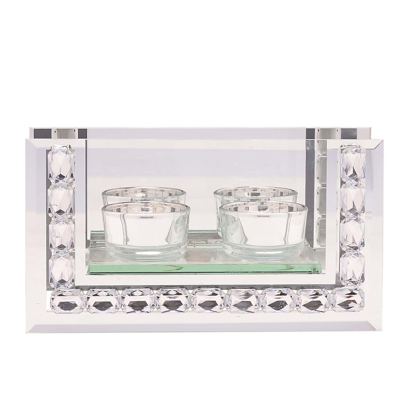 Hestia Glass Gold Flower Candle Holder