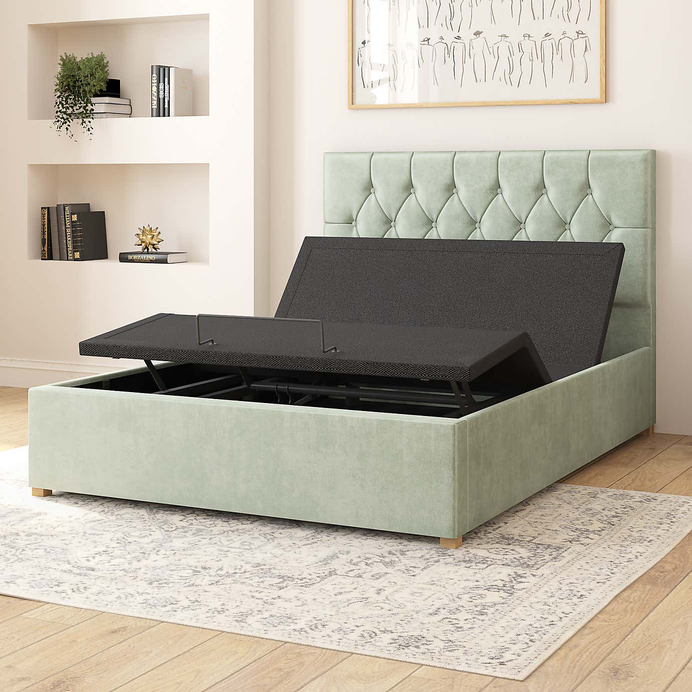 Olivier Plush Velvet Adjustable Bed