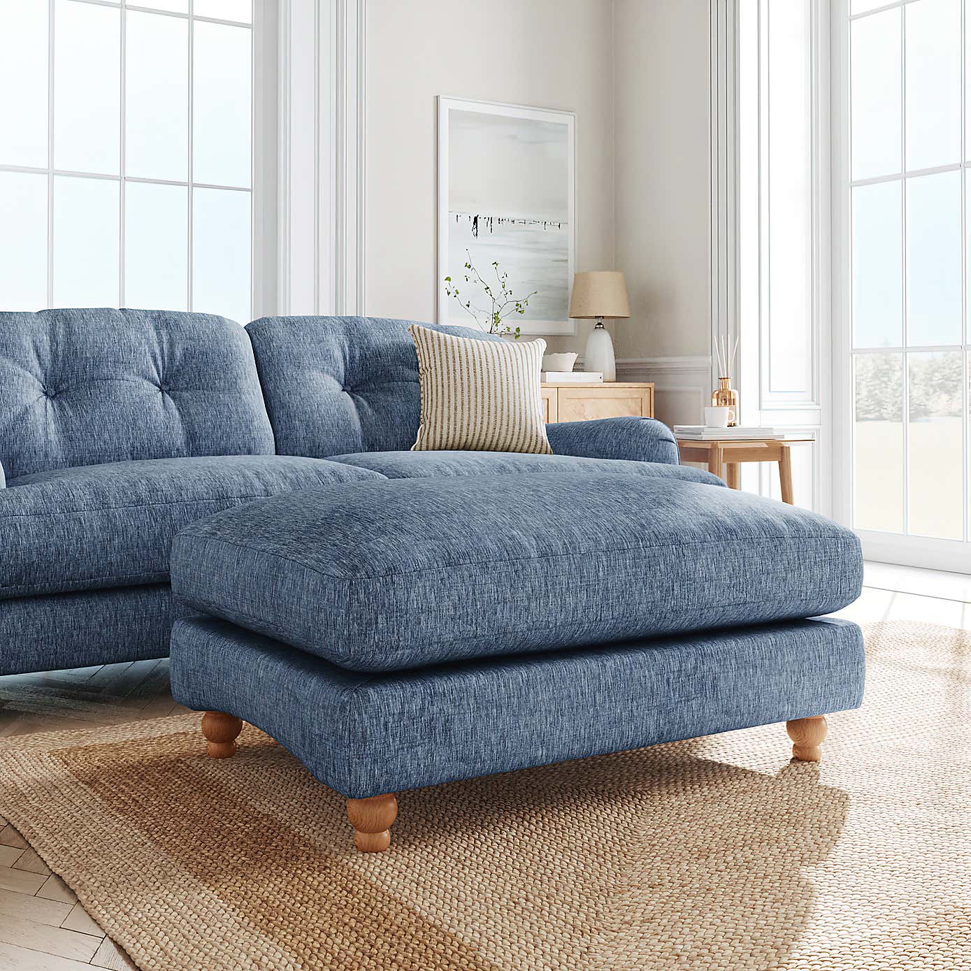 Martha Slub Faux Linen Footstool