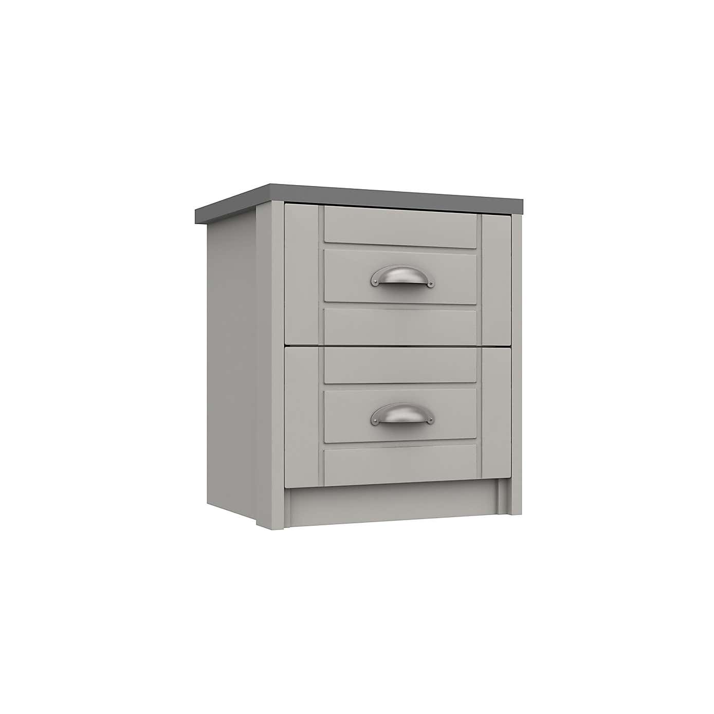 Darwin White and Oak Effect 2 Drawer Bedside Table