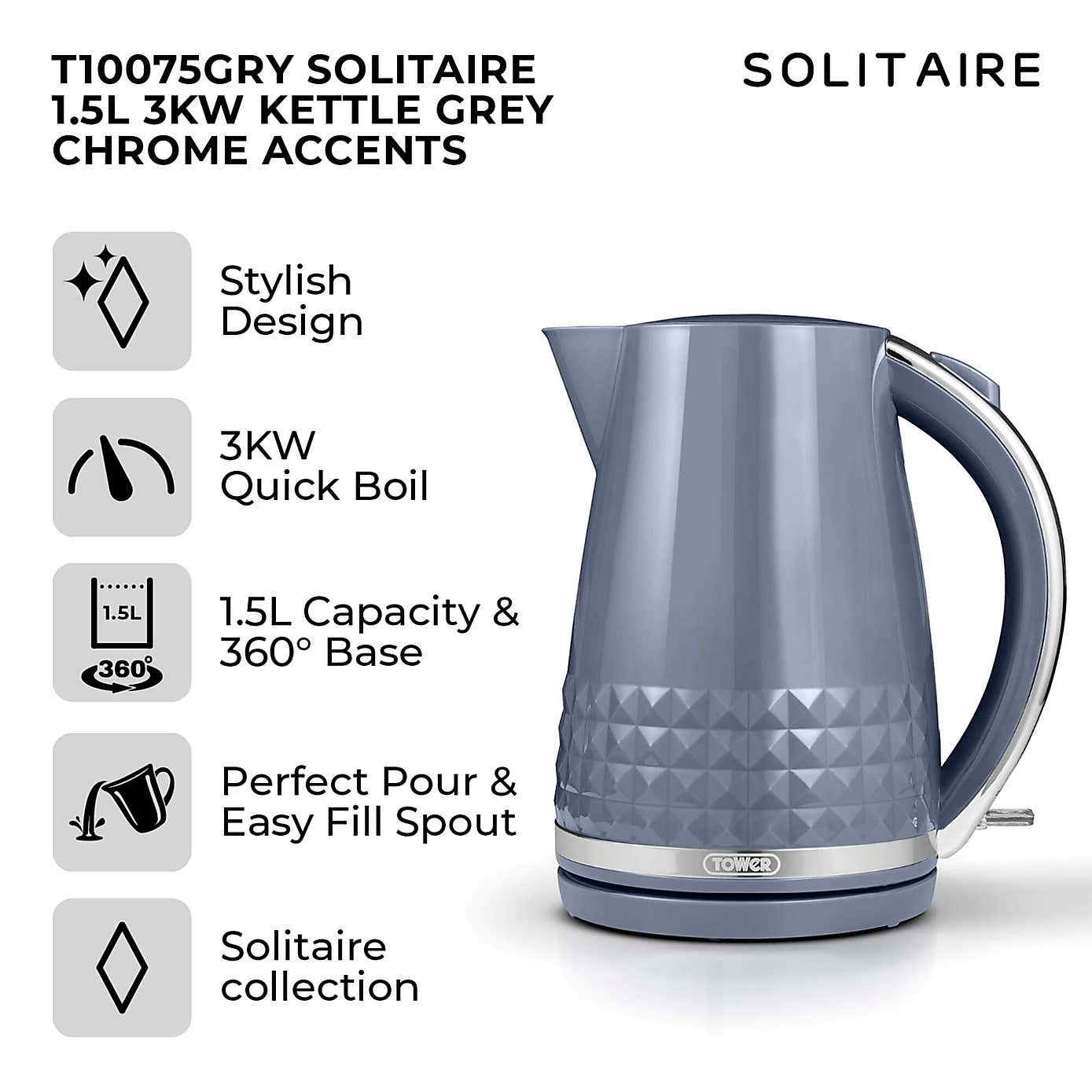 TOWER Solitaire 1.5L Kettle