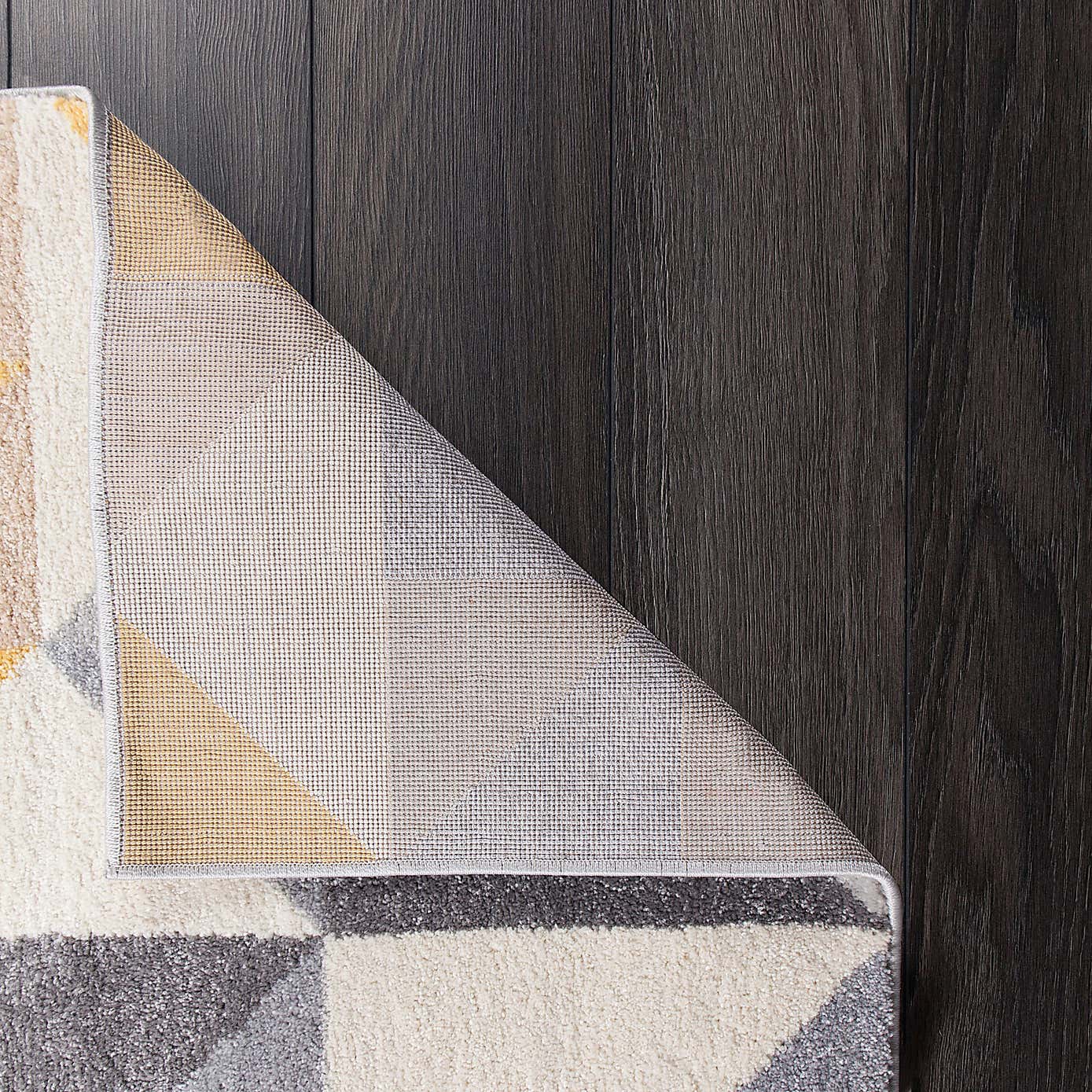 Ochre Geometric Squares Rug