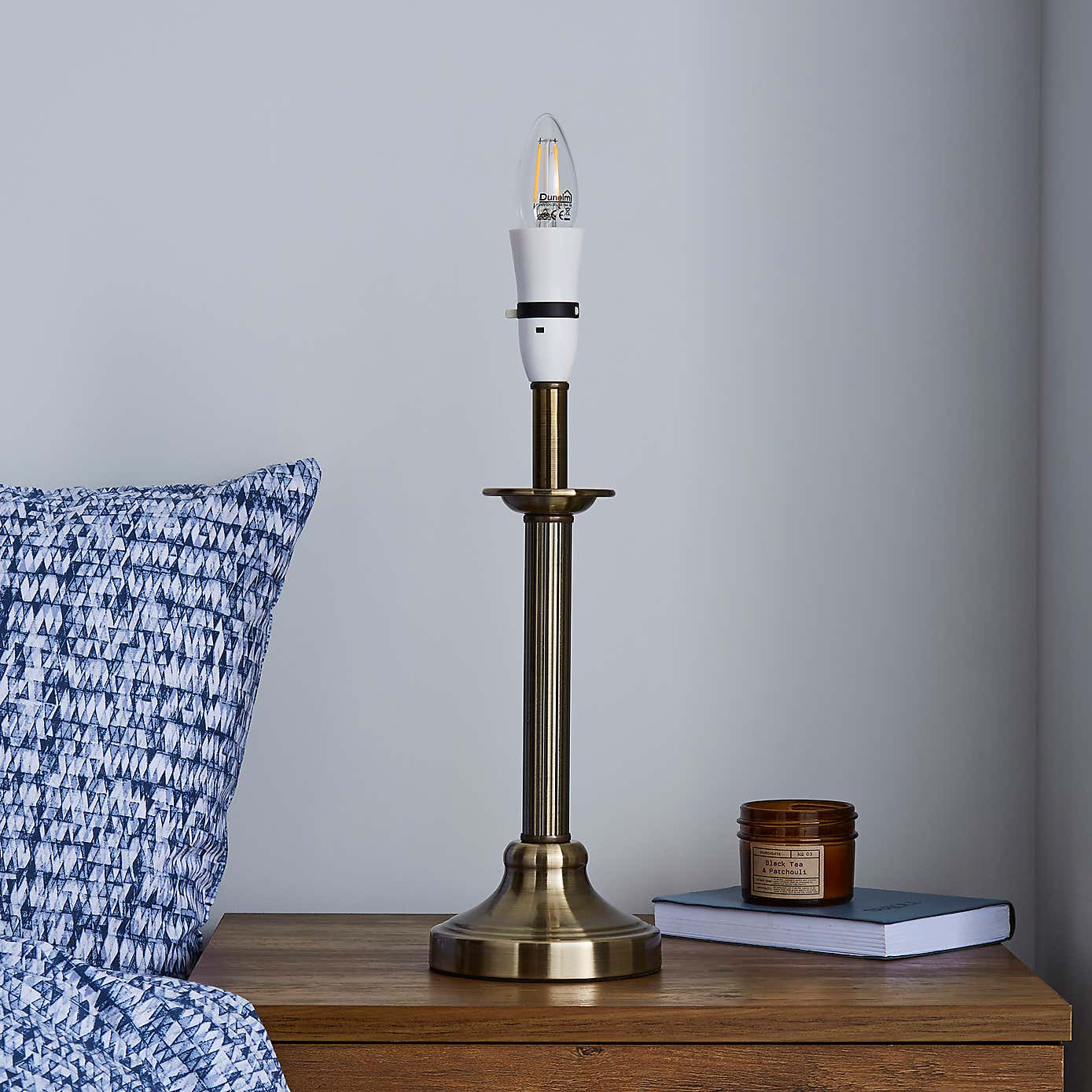 Fluted Candlestick Antique Brass Table Lamp Base
