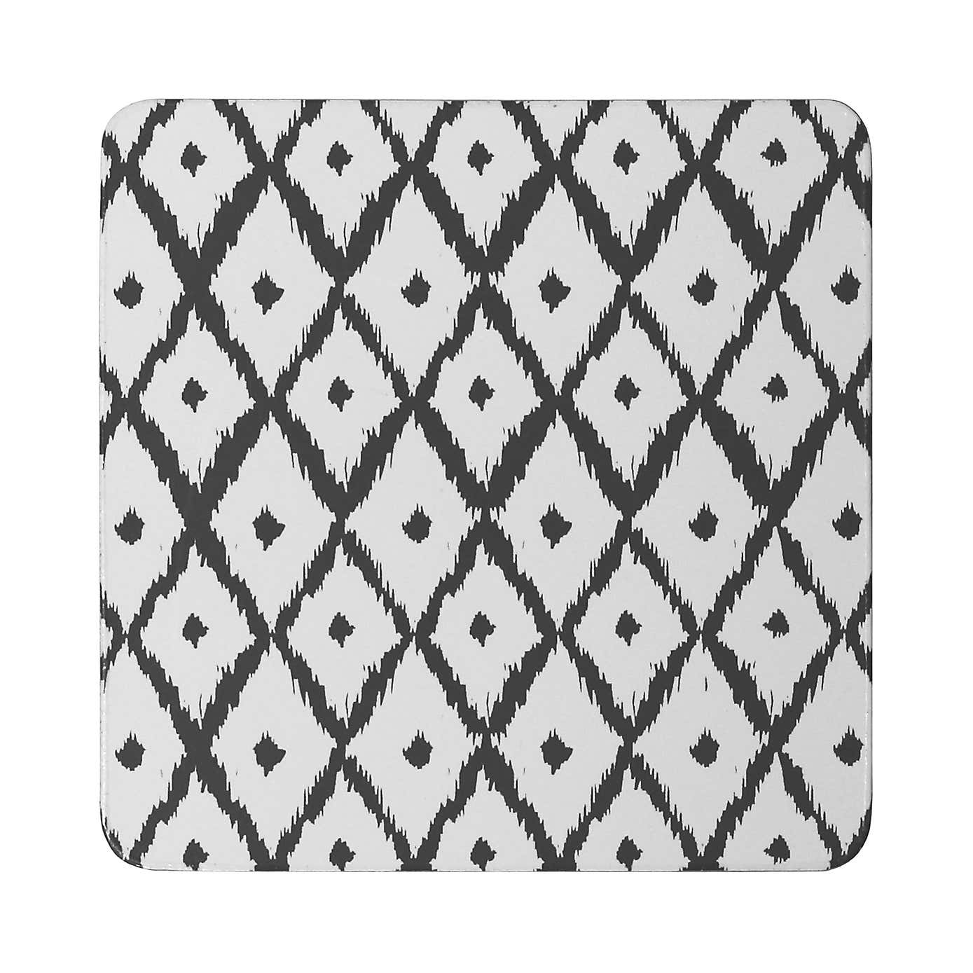 Set of 4 Ikat Cork Back Coasters