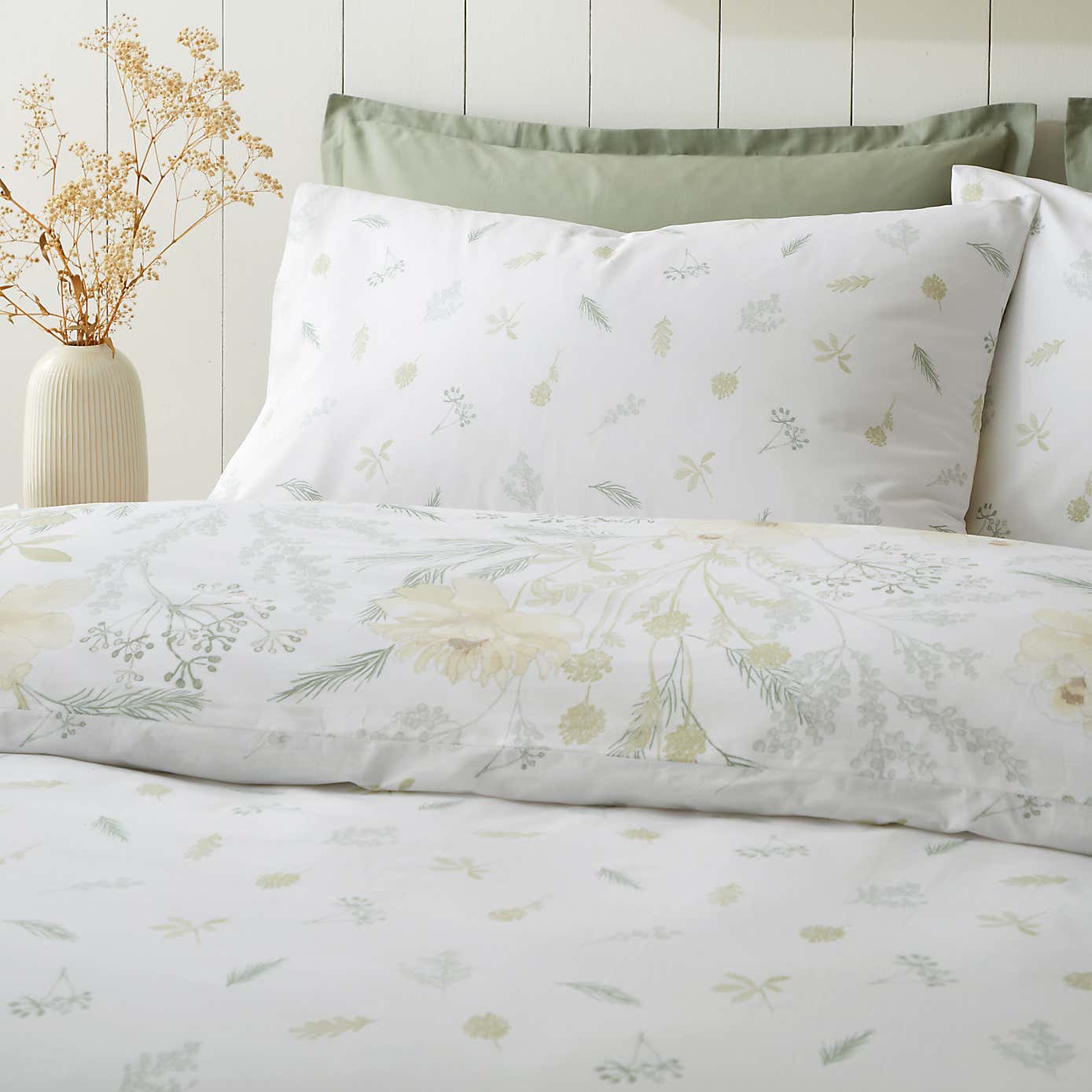 Floral Shadows 100% Cotton Duvet Cover and Pillowcase Set
