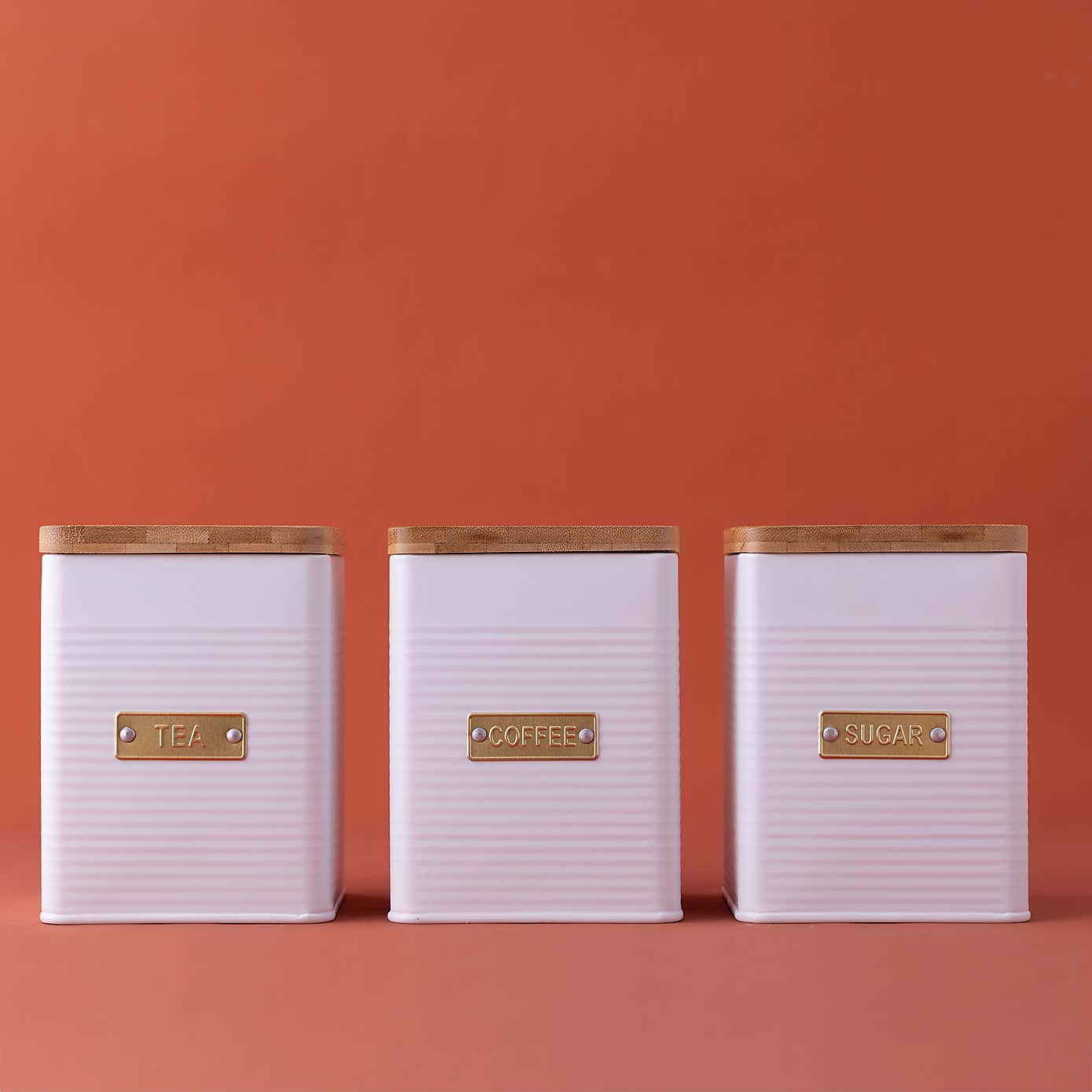 Typhoon Otto Set of 3 White Square Tea, Coffee & Sugar Canisters