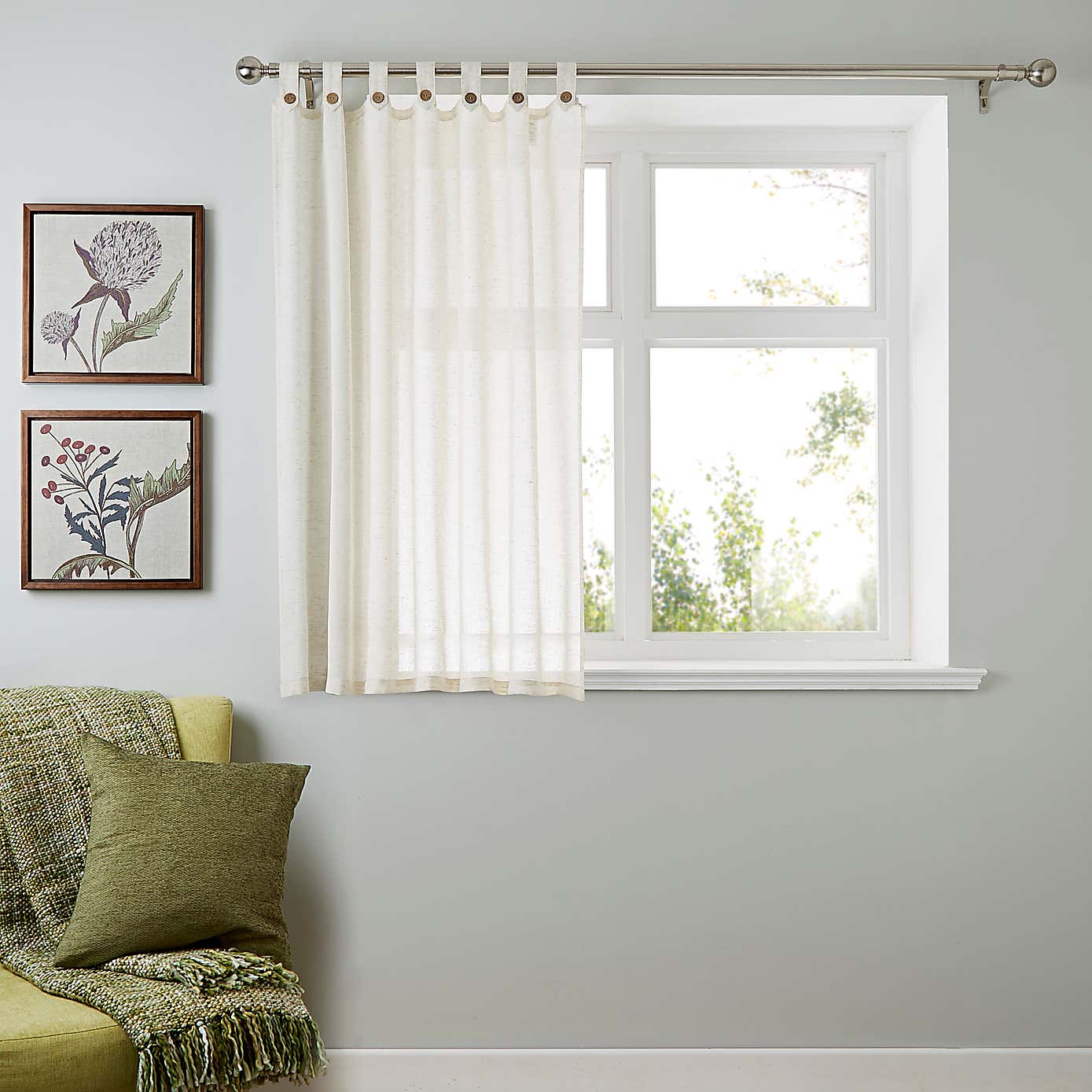 Marley Linen Natural Sheer Tab Top Single Voile Panel