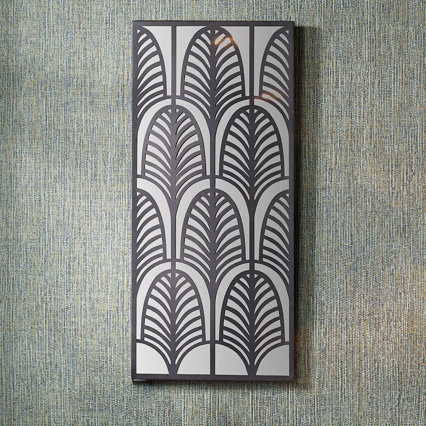 Rectangular Black Metal Mirrored Wall Art