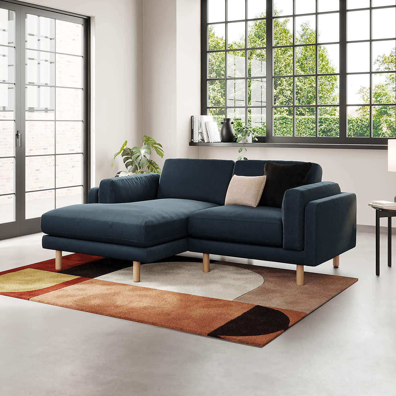 Newton Matte Plush Velvet Corner Chaise Sofa