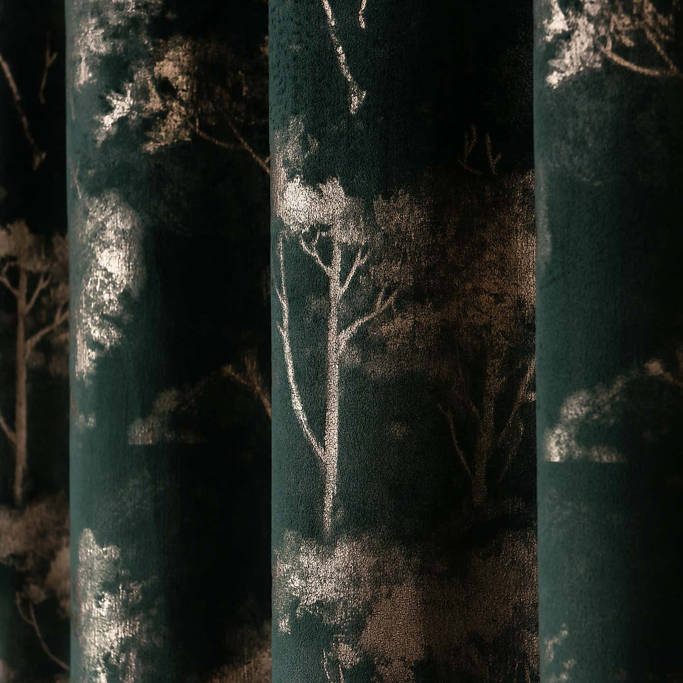 Velour Trees Eyelet Curtains