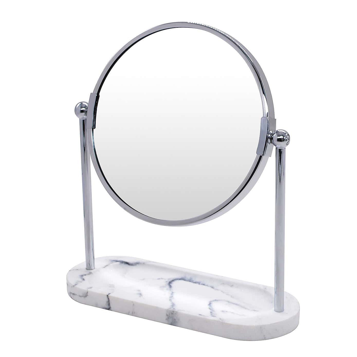 Marble Effect Free Standing Dressing Table Mirror with Tray