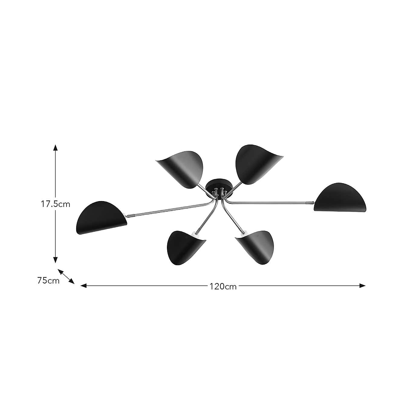 Elements Lyon 6 Light Semi Flush Ceiling Light