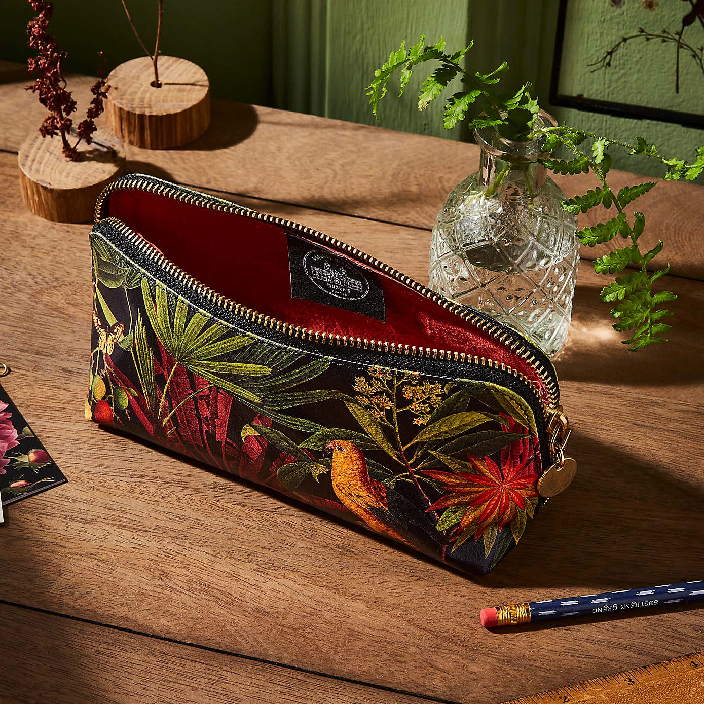 Recycled Leather Tropical Treasures Pencil Case