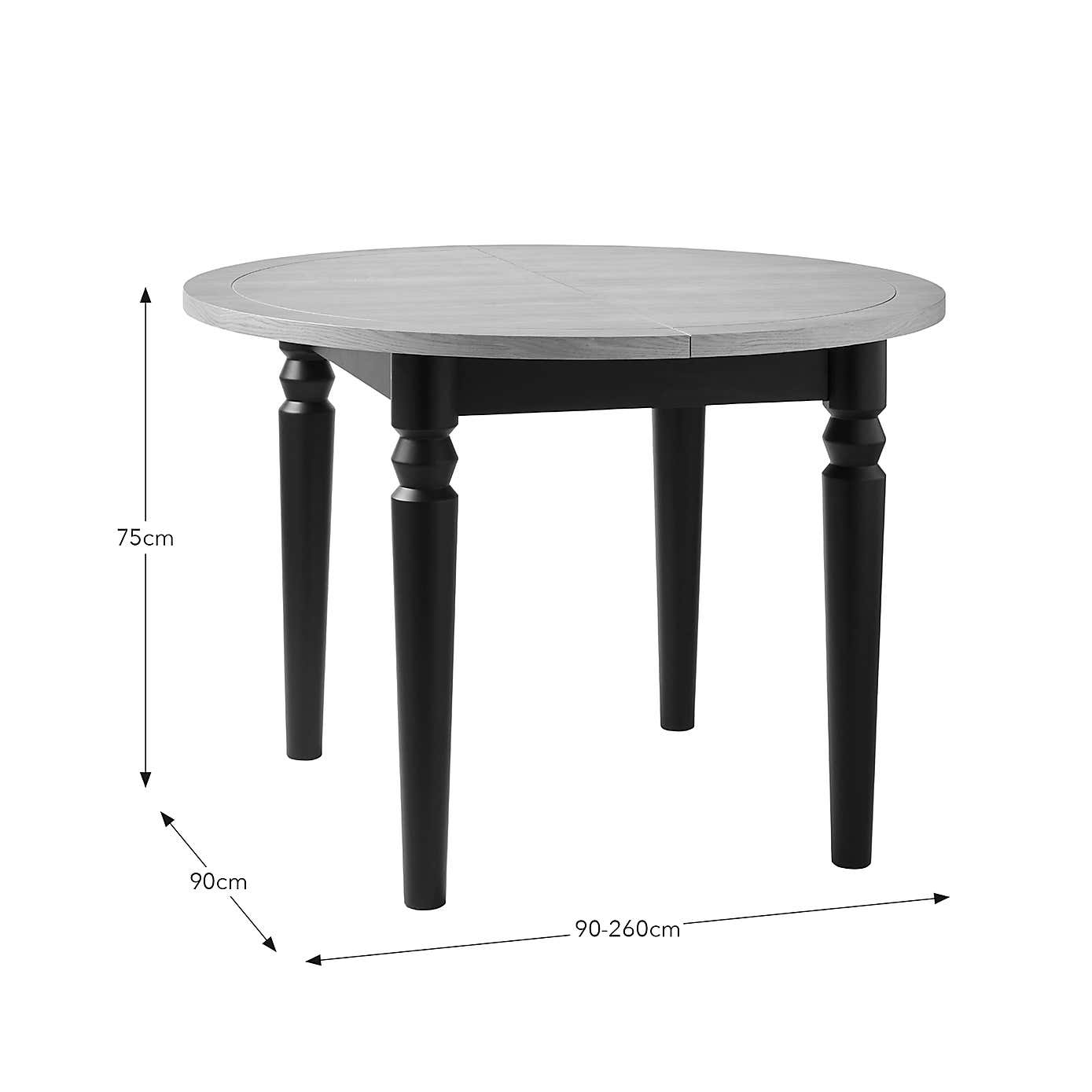 Pip 4-6 Seater Round to Oval Extendable Dining Table