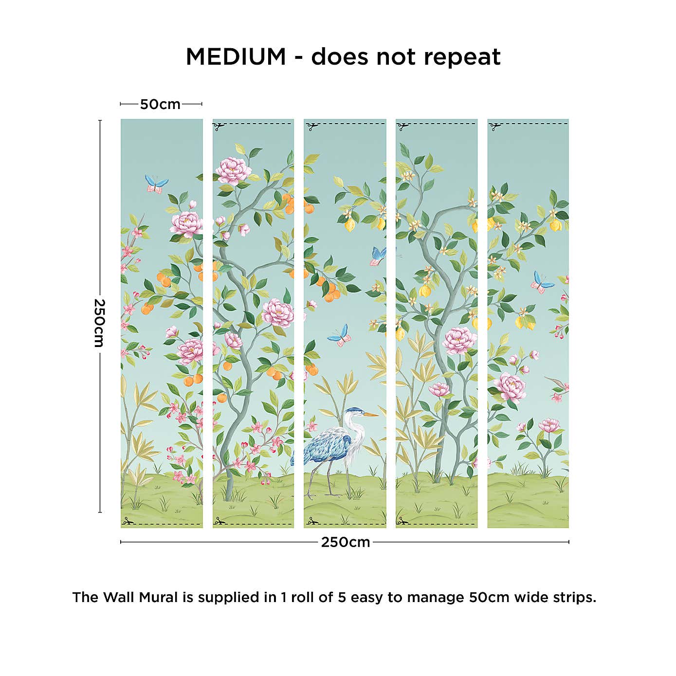 Cranberry and Laine Chinoiserie Floral Wall Mural