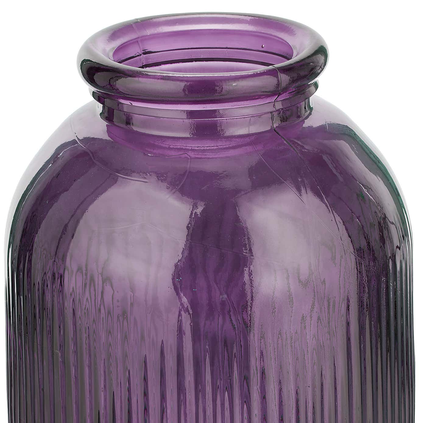 Tall Ribbed Recycled Glass Vase