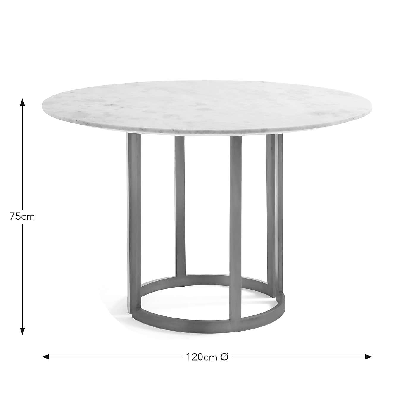 Sascha 4 Seater Round Dining Table, Marble