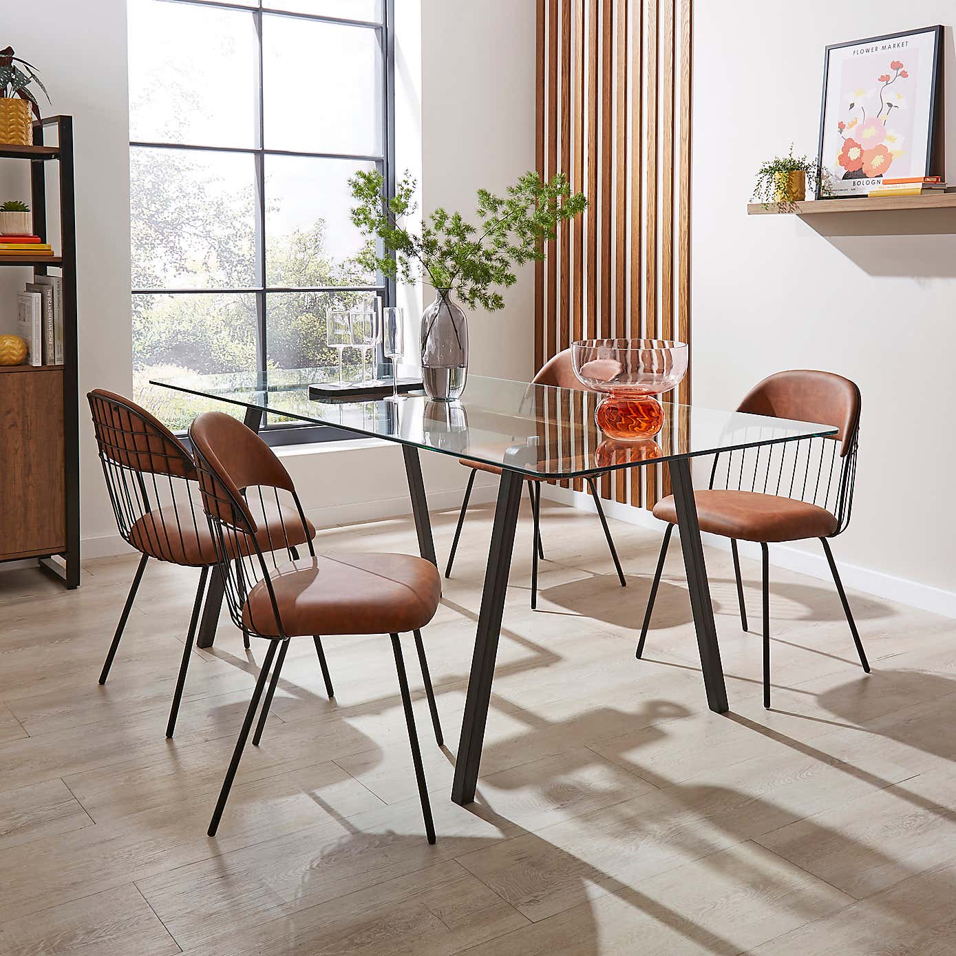 Marcela Set of 2 Chairs, Tan Faux Leather