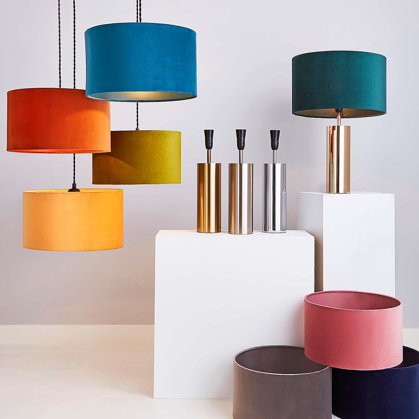 Nesa Brushed Gold and Green Velvet Touch Dimmable Table Lamp