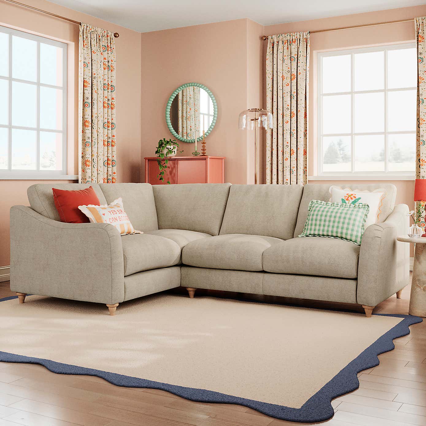 Hattie Tonal Plush Chenille Corner Sofa