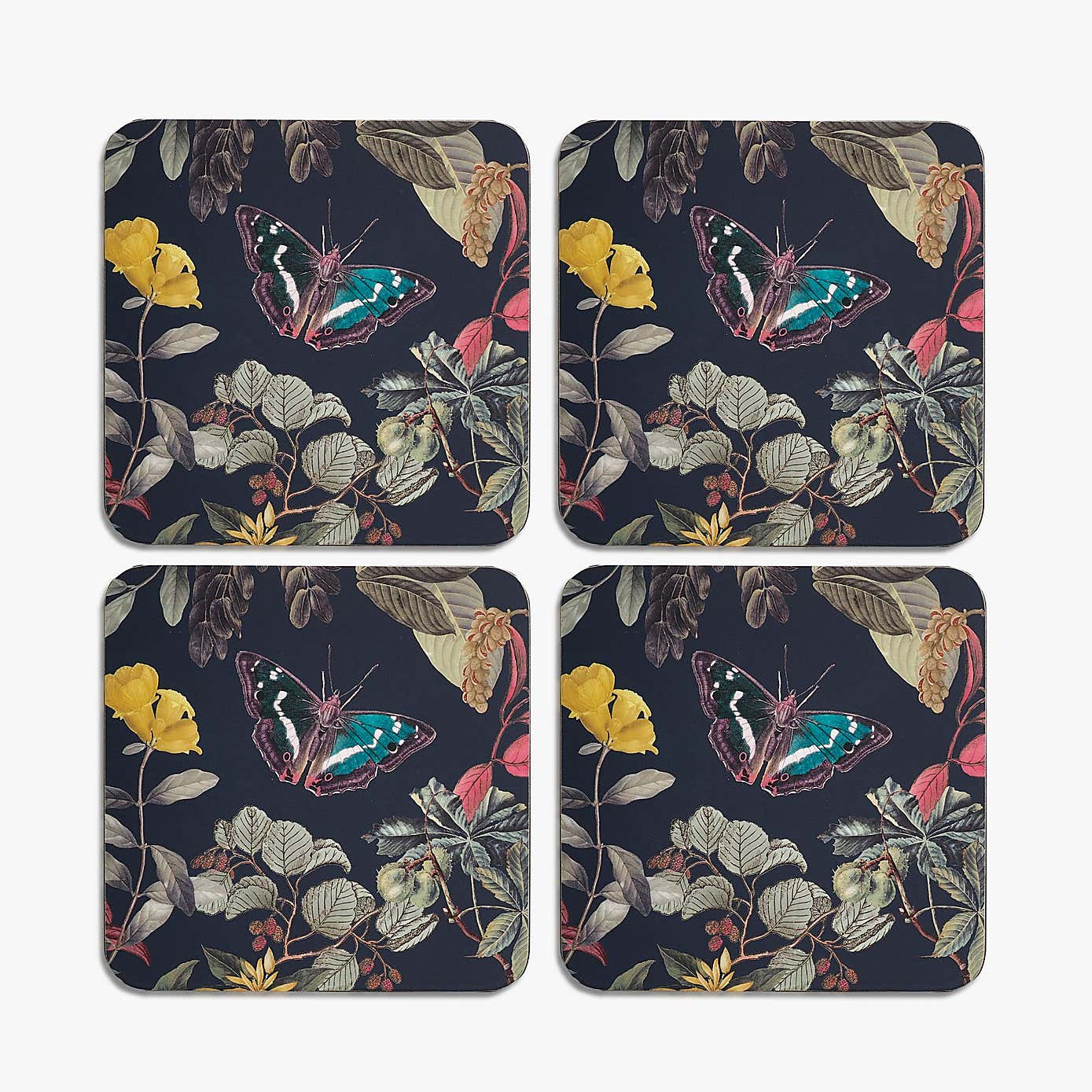 Set of 4 Kew Midnight Floral Coasters