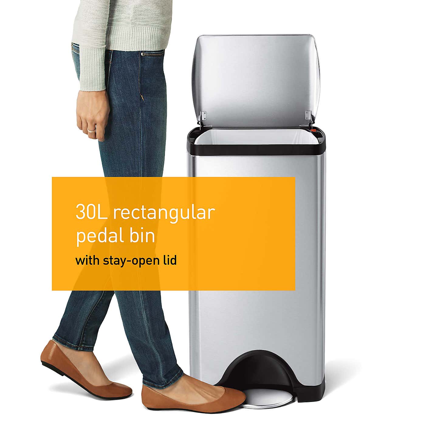 simplehuman 30 Litre Rectangular Pedal Bin