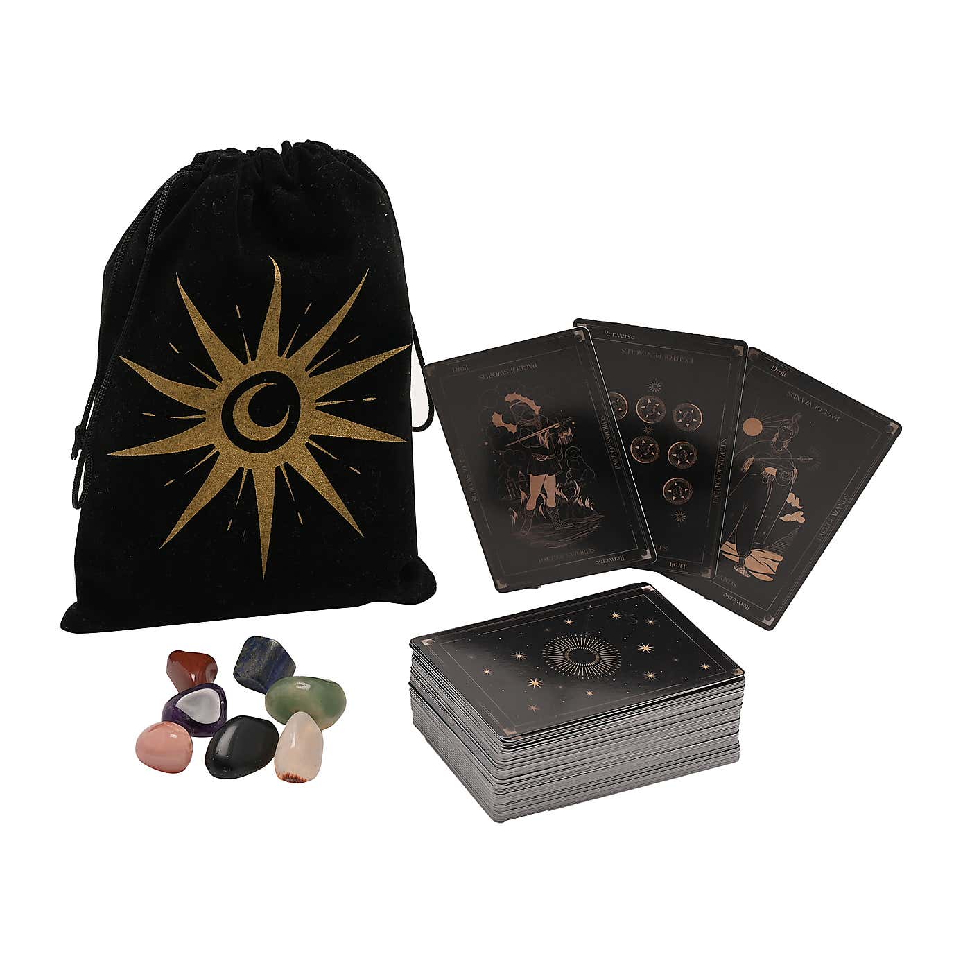Tarot Cards & Crystals in Velvet Pouch