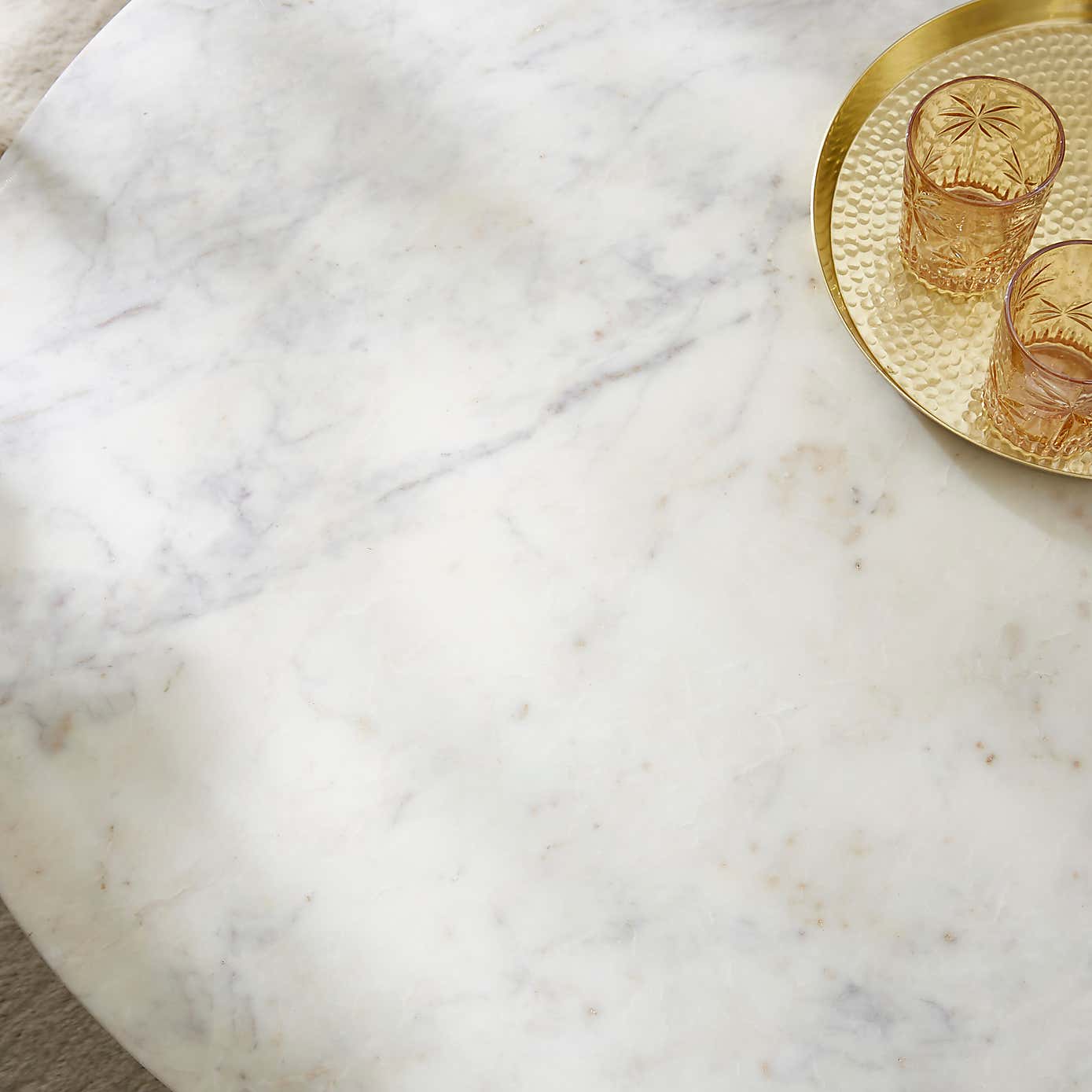 Arya Round Coffee Table, Mango Wood and Marble