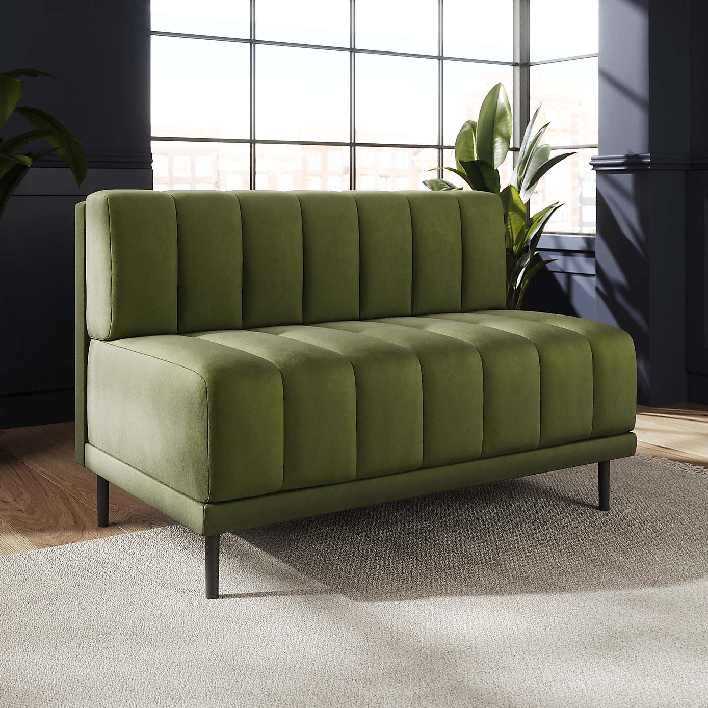 Amali Long Dining Bench, Matte Plush Velvet