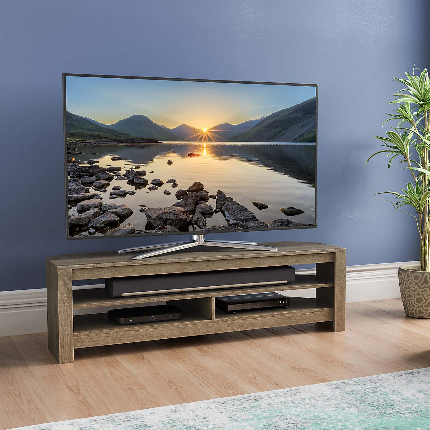 Calibre Wide TV Stand 140cm, Oak Effect