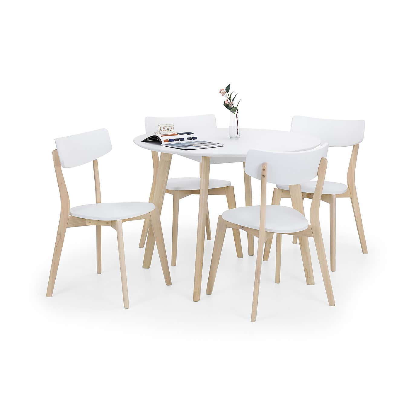 Casa Round Dining Table with 4 Dining Chairs
