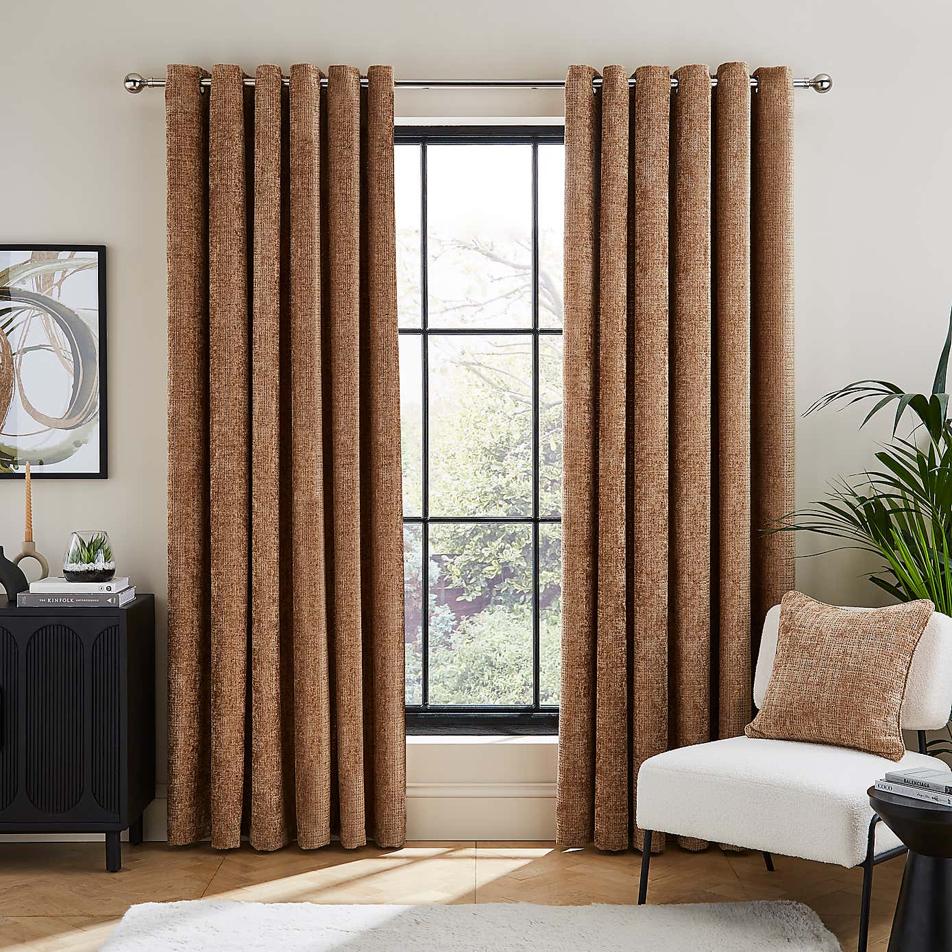 Cashton Chenille Heavyweight Eyelet Curtains
