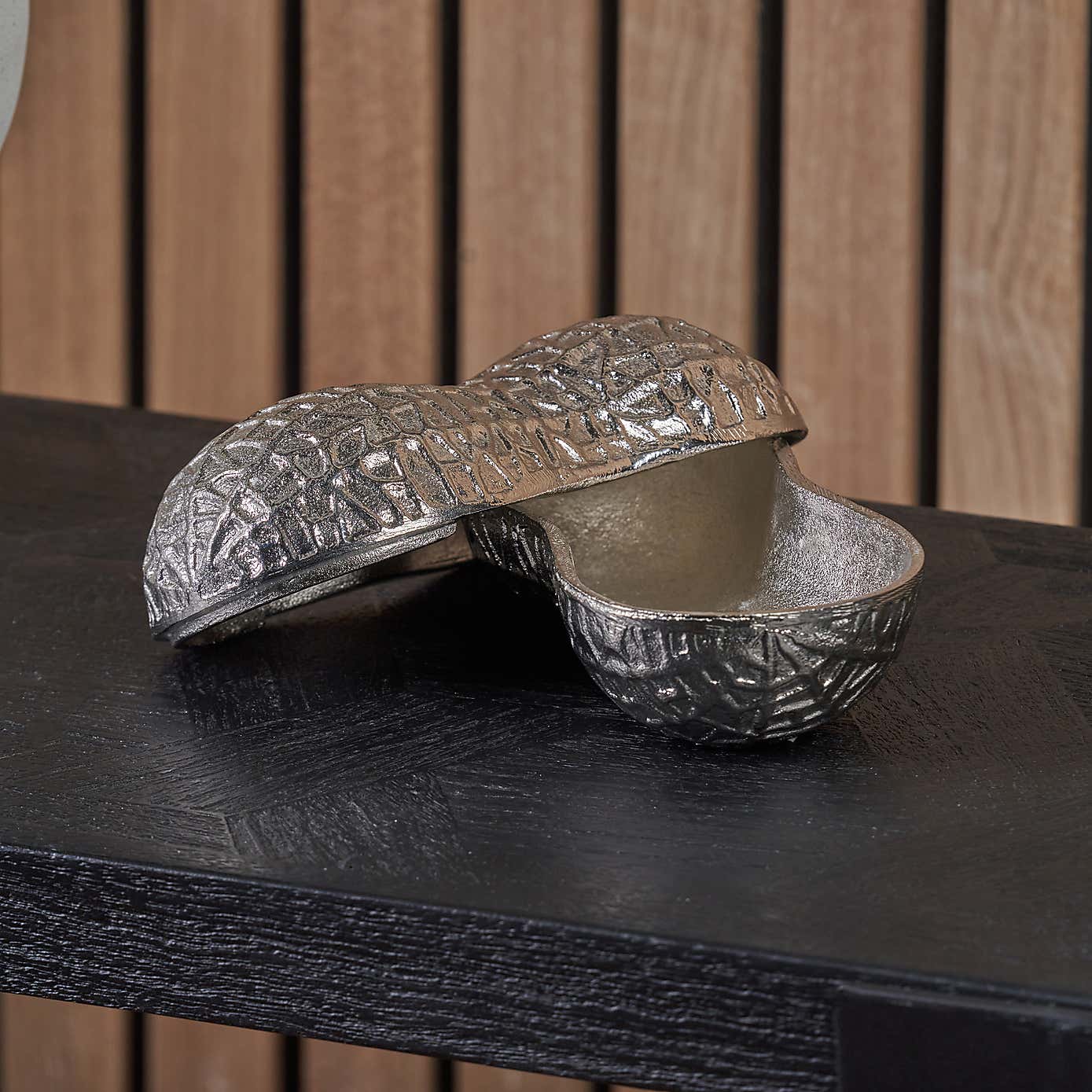 Metal Peanut Lidded Trinket Bowl