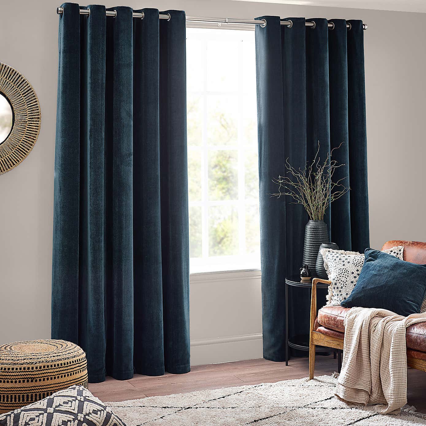 Yard Heavy Chenille Eyelet Curtains