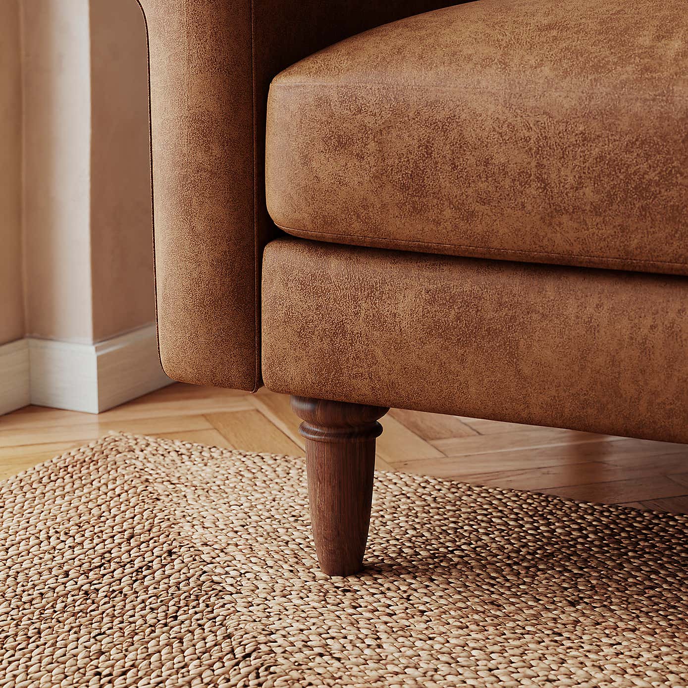 Maeve Compact Faux Leather 3 Seater Sofa