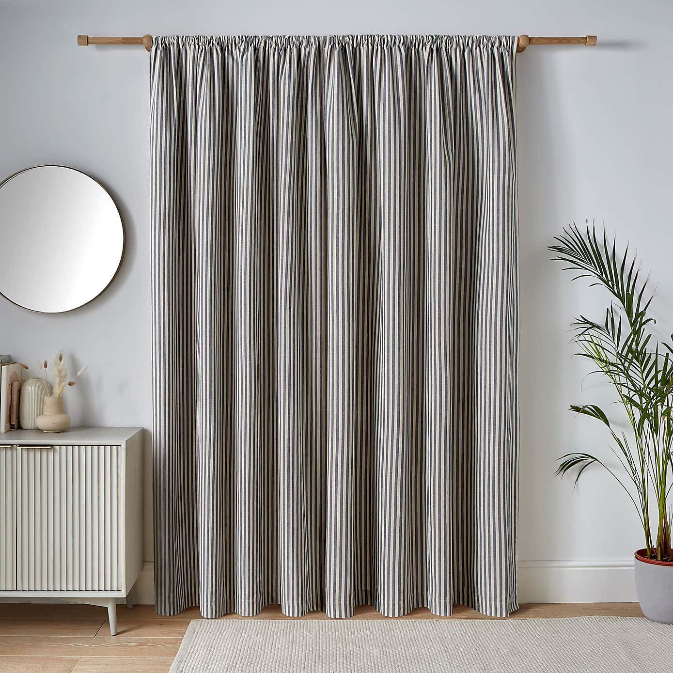 Linford Stripe Unlined Slot Top Curtains