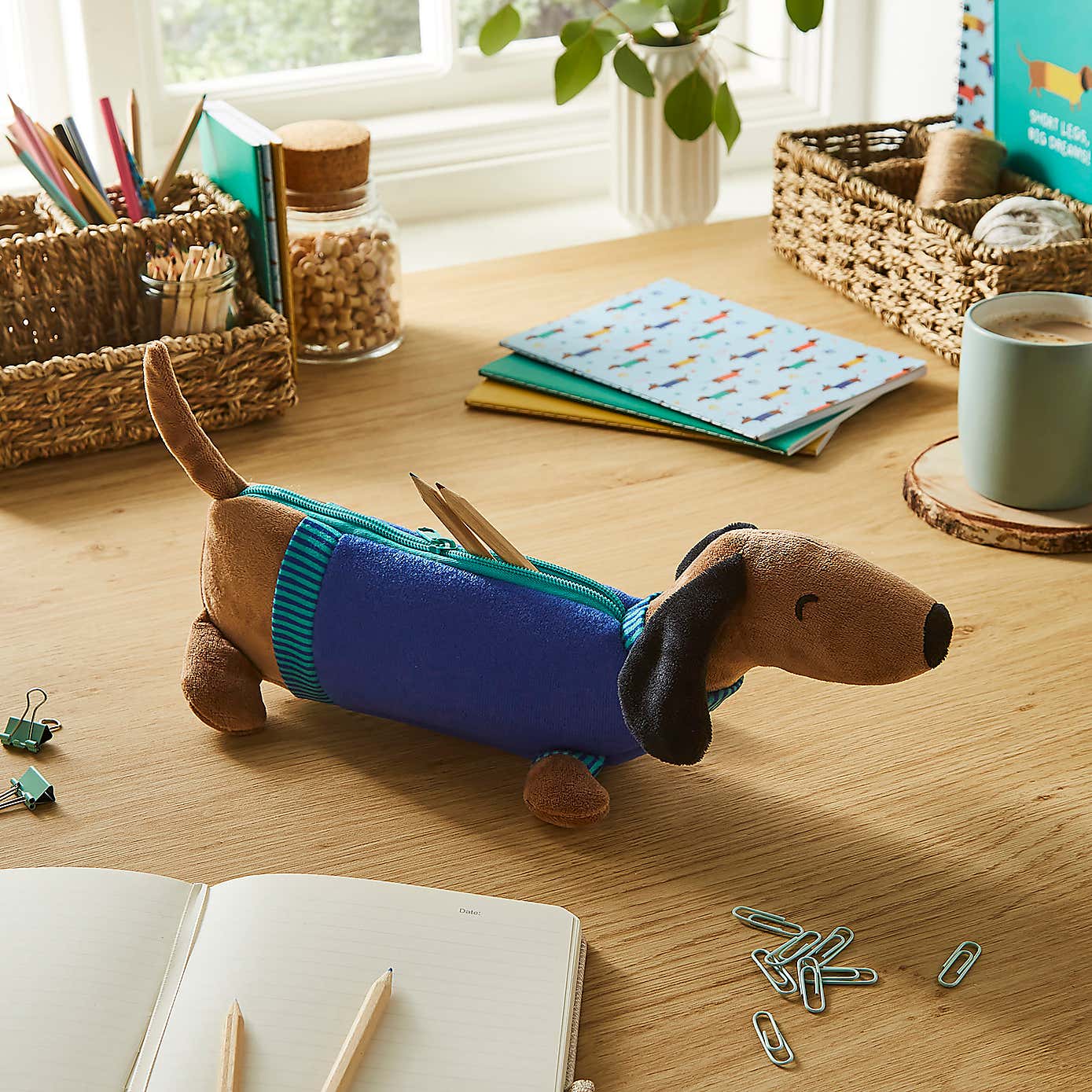 Waters & Noble Pencil Case Sausage Dog with Zip Charm