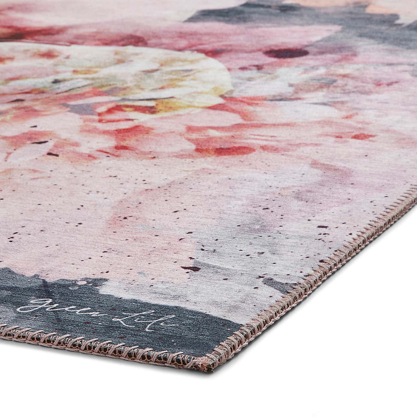 Michelle Collins Floral Rose and Black Rug
